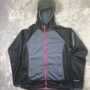 Men's Black and Gray Jacket with Red Accents